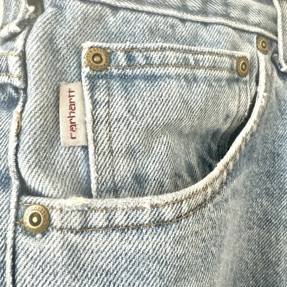 Carhartt B17 Mens Jeans 52x30 Relaxed Fit Light Denim Workwear Big Tall Pants